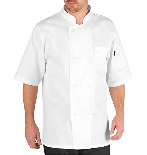 Chef Code Mens Short Sleeve Unisex Classic Coat Chefs Jackets, White, X-Large - Image 5