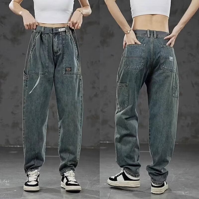 Unisex Classic Denim Jeans Loose Fit Daily Outdoor Wear - Image 4