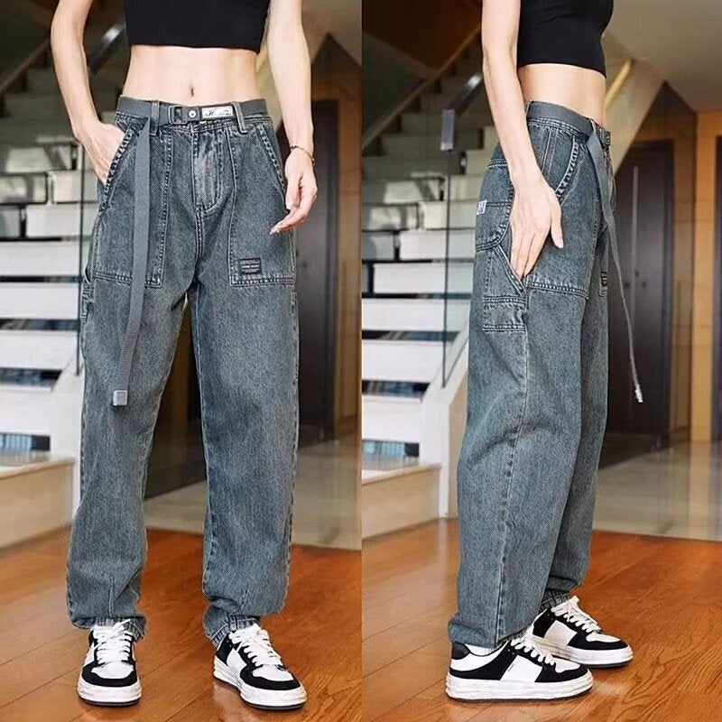 Unisex Classic Denim Jeans Loose Fit Daily Outdoor Wear - Image 2