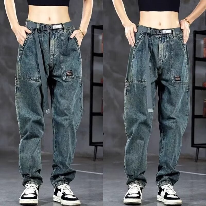 Unisex Classic Denim Jeans Loose Fit Daily Outdoor Wear - Image 3