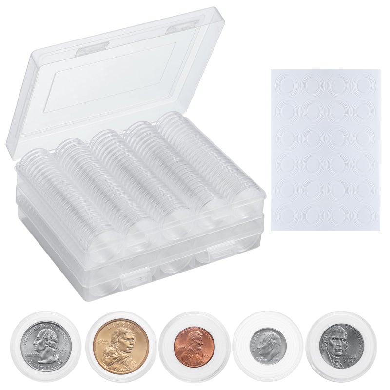 MUQING 240 PCS 30mm Plastic Coin Capsule Holder, 5 Sizes Protect Gasket Coin Case for Collectors, Round Coin Collecting Supplies with Storage Box - Image 1