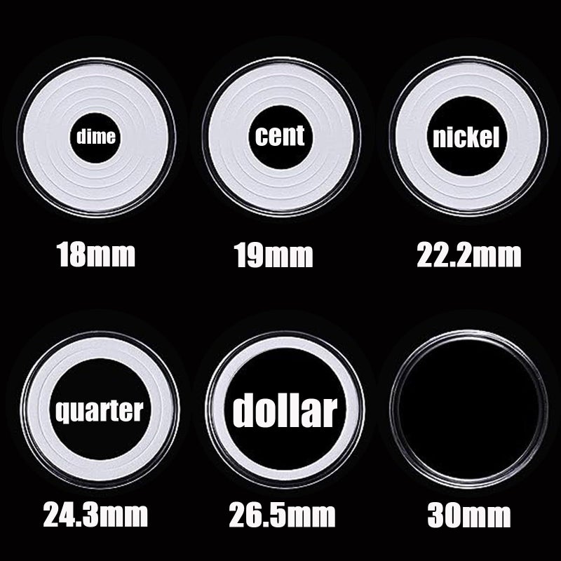 MUQING 240 PCS 30mm Plastic Coin Capsule Holder, 5 Sizes Protect Gasket Coin Case for Collectors, Round Coin Collecting Supplies with Storage Box - Image 5