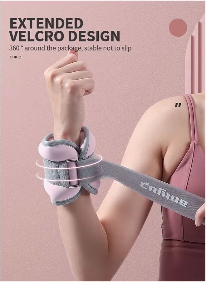 2Pcs Ankle Weights Leg Arm Weights Wrist Weights Set with Adjustable Strap for Jogging, Gymnastics, Aerobics, Physical Therapy-1KG Pair  	Pink  - Image 5