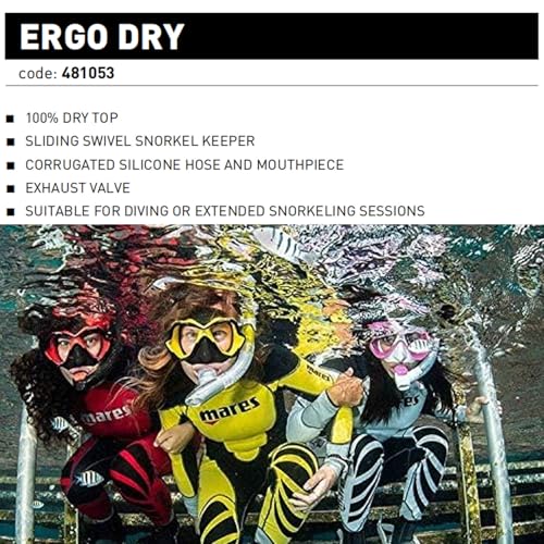 Mares Unisex Adults Ergo Dry Snorkel - Durable Lightweight Scuba Diving & Snorkeling Gear with Dry Top & Ergonomic Mouthpiece, Black/Red - Image 2