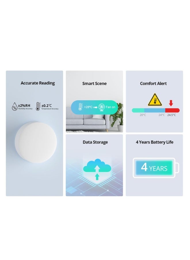 SONOFF SNZB-02P مستشعر درجة الحرارة والرطوبة Zigbee ، مقياس درجة الحرارة الداخلي مع تنبيه ، يعمل مع Alexa و Google Home للمراقبة عن بعد والأتمتة المنزلية ، مطلوب ZigBee Hub - Image 4