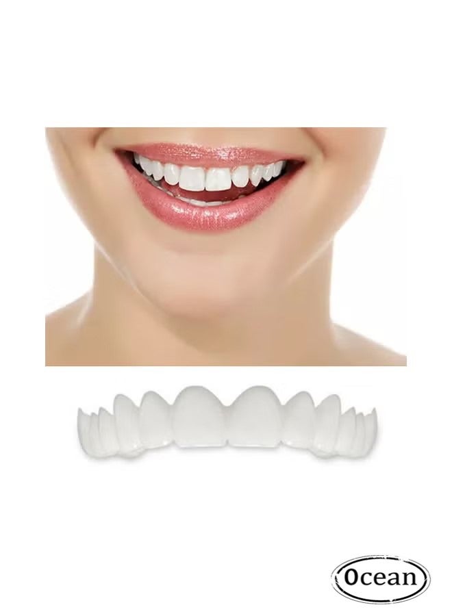 Ocean Snap On Natural Upper Veneer Dental False Teeth, Cosmetic Veneers Teeth Temporary Dentures Smile Teeth Comfortable Veneer Cover Teeth, for Men Women with Bad Teeth - Image 1