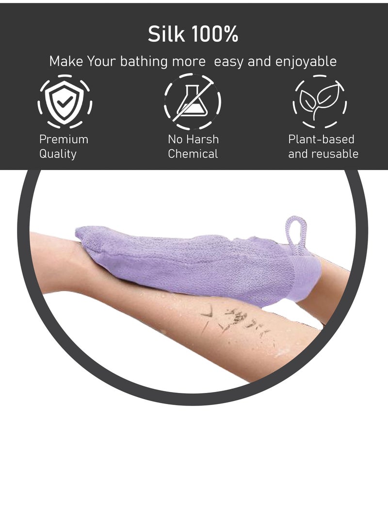TRENZ - Korean loofah for cleaning the skin and exfoliating the skin, viscose shower glove for making Moroccan bath at home, scrub, purple color - Image 1