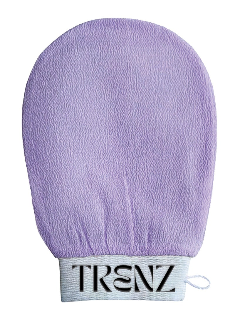 TRENZ - Korean loofah for cleaning the skin and exfoliating the skin, viscose shower glove for making Moroccan bath at home, scrub, purple color - Image 1