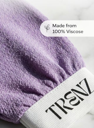 Exfoliating and cleansing loofah, viscose bath glove for a Moroccan bath at home - purple - view 3
