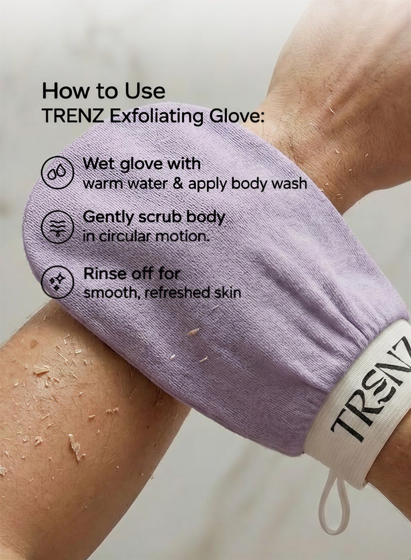 TRENZ Exfoliating and cleansing loofah, viscose bath glove for a Moroccan bath at home - purple - Image 4