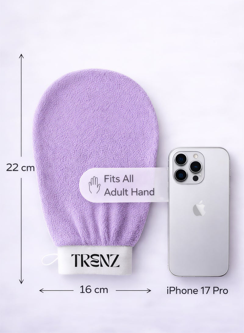 TRENZ Exfoliating and cleansing loofah, viscose bath glove for a Moroccan bath at home - purple - Image 5