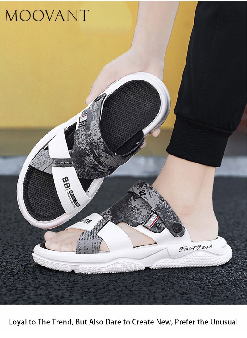 Moovant Men's Flat Sandals, Anti-skid & Waterproof Slippers, PVC Sports Sandals, Breathable Open Toe Summer Casual Beach Shower Shoes for Men  - Image 4