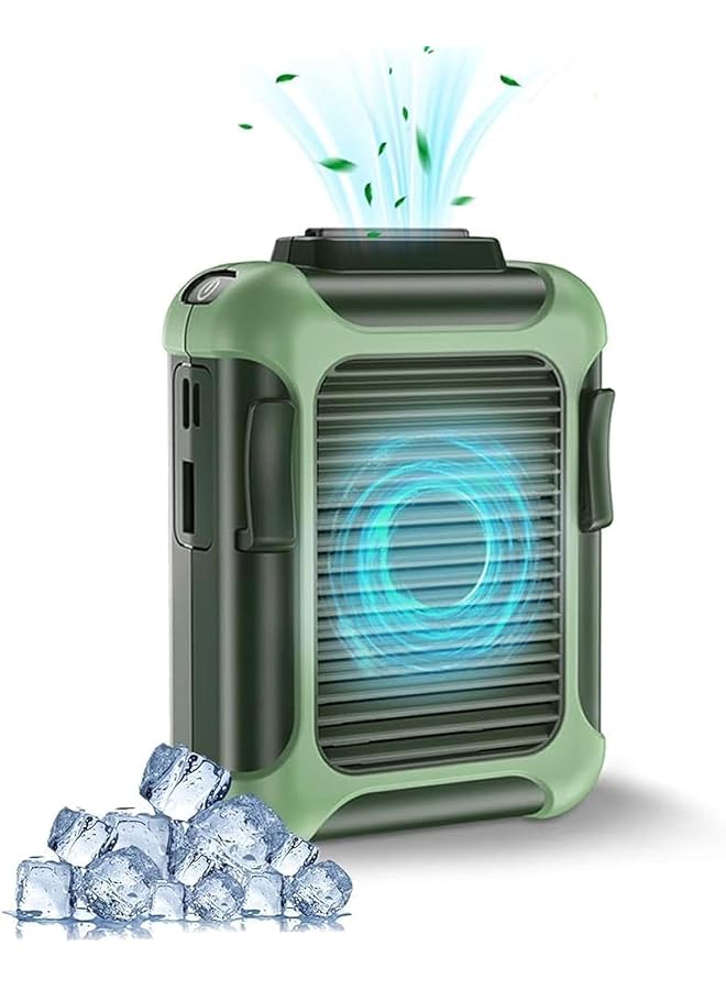 إيروريكس مروحة قلادة شخصية بمشبك على الخصر ومروحة تبريد محمولة ومروحة قلادة بمنفذ USB ومروحة قابلة للتعديل مناسبة للسفر والعمل في الهواء الطلق في موقع العمل بسرعة 7000 دورة في الدقيقة وتدفق هواء قوي و3 سرعات، باللون الأخضر - Image 1