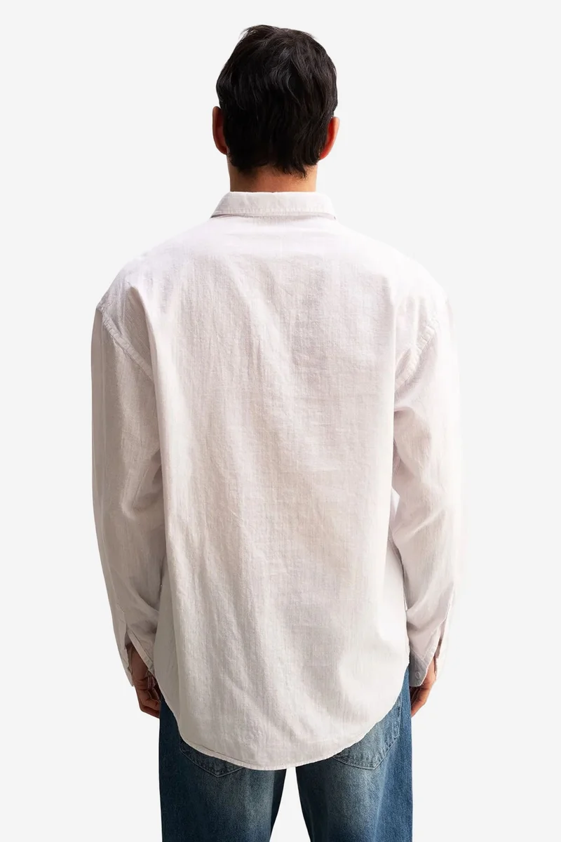 Giesto White GIESTO Cotton Oversized Button-Up Shirt for Men | Best Price UAE