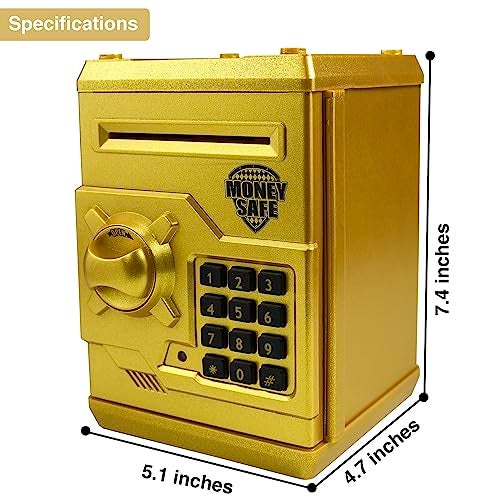 Totola Piggy Bank Electronic Mini ATM for Kids Baby Toy, Safe Coin Banks Money Saving Box Password Code Lock for Children,Boys Girls Best Gift (Gold) - Image 4