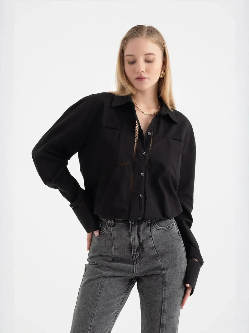 زوبعة قميص مقصوص بالليزر بتفاصيل دقيقة