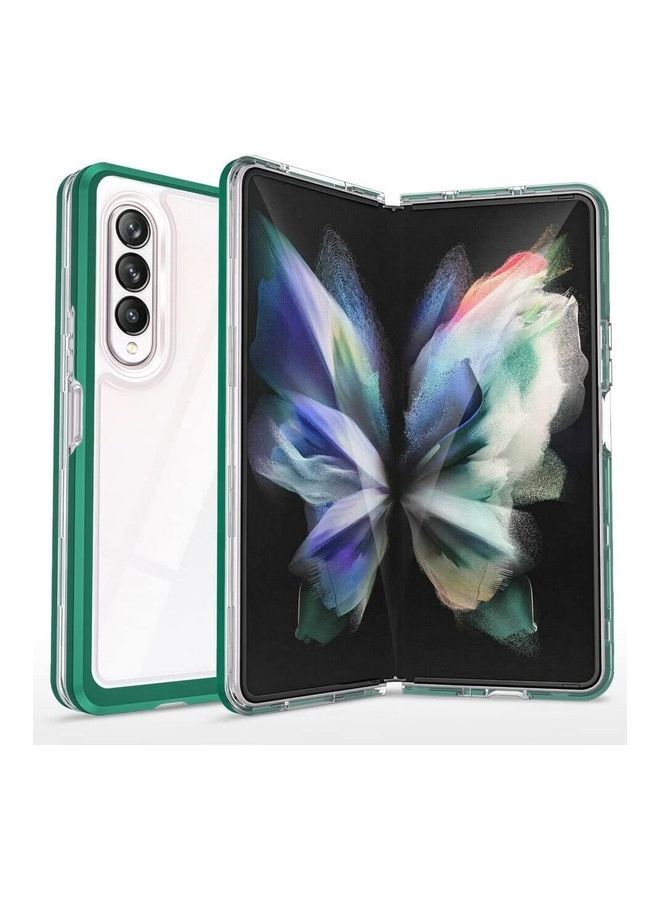 Raxoom Samsung Galaxy Z Fold 4 Case Clear Hybrid Shockproof Soft TPU Cover with Anti-Drop Hard PC Bumper Green