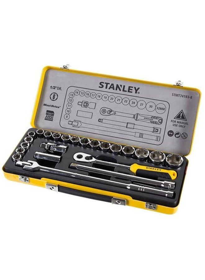Stanley STMT74183-8 24Pc 1/2" Socket Set Metal Tin - 24 Pcs/Box - Image 2