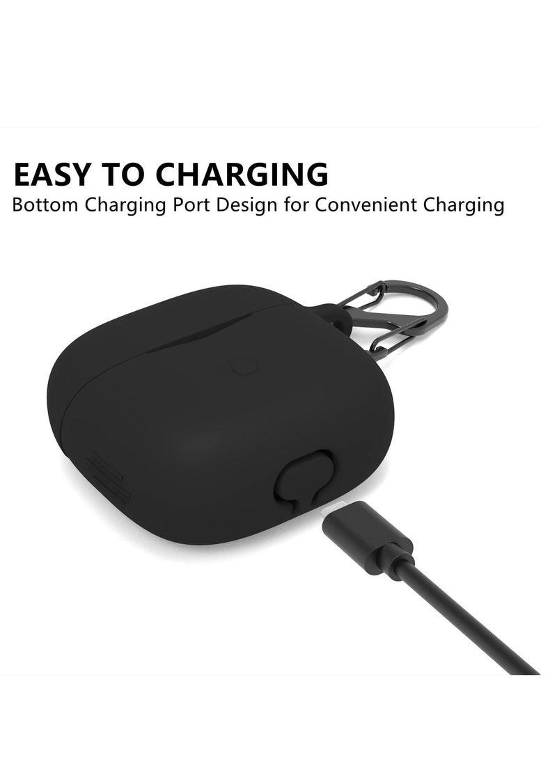 Silicone Carrying Case Compatible with SoundPEATS Air3 Pro Portable Scratch Shock Resistant Cover with Carabiner (Black) - Image 3