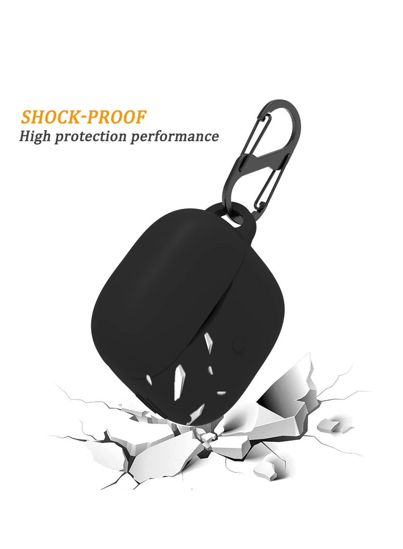 Silicone Carrying Case Compatible with SoundPEATS Air3 Pro Portable Scratch Shock Resistant Cover with Carabiner (Black) - Image 2