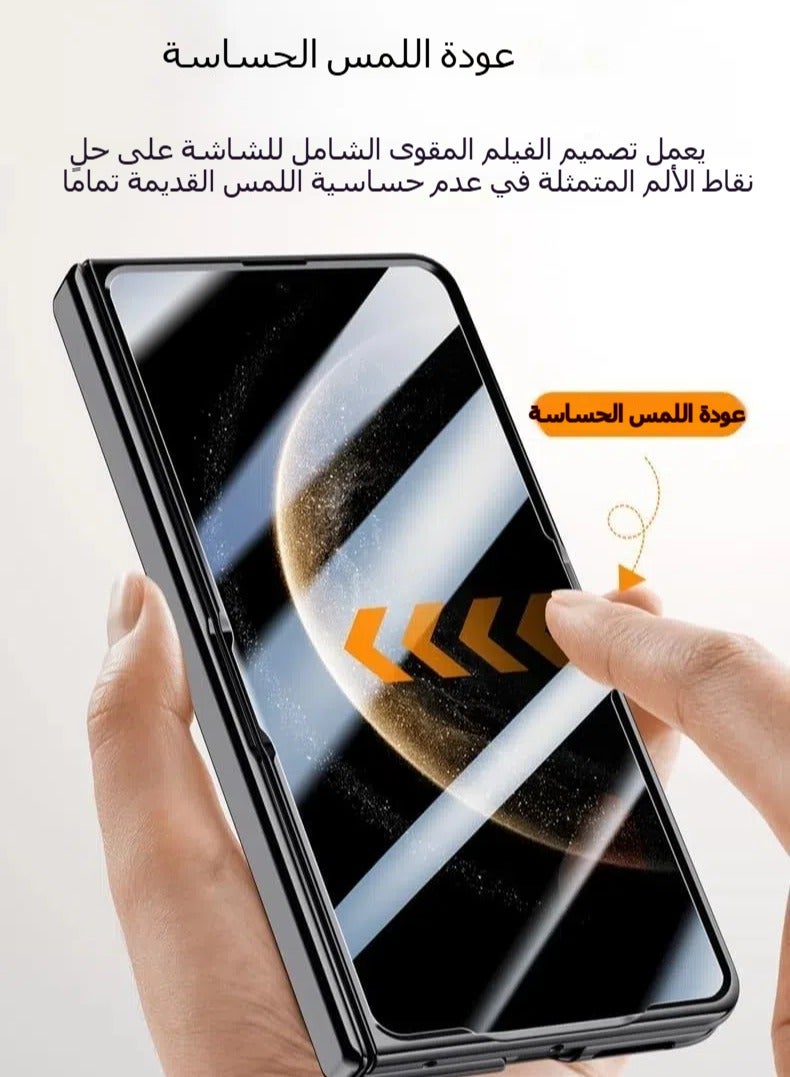 general Compatible with Huawei Mate X6 Electroplated frame Magnetic Hinge protection Grain leather case with lens holder Privacy screen protector for Mate X6 - Image 3