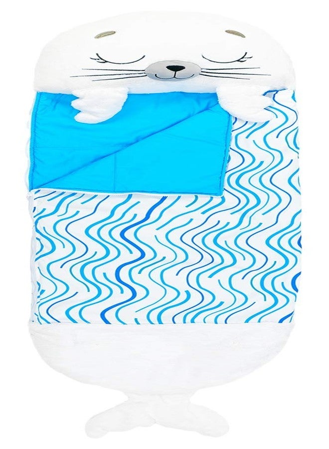 Happy Nappers Pillow & Sleepy Sack- Comfy, Cozy, Compact, Super Soft, Warm, All Season, Sleeping Bag with Pillow- Seal (Medium- 54” x 20”) - Image 1