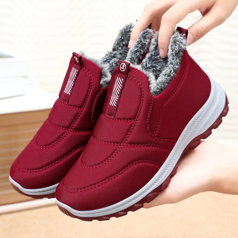 Winter Cotton Boots for Women – Velvet Thickened Mid-Top Shoes with Flat Sole - Image 4