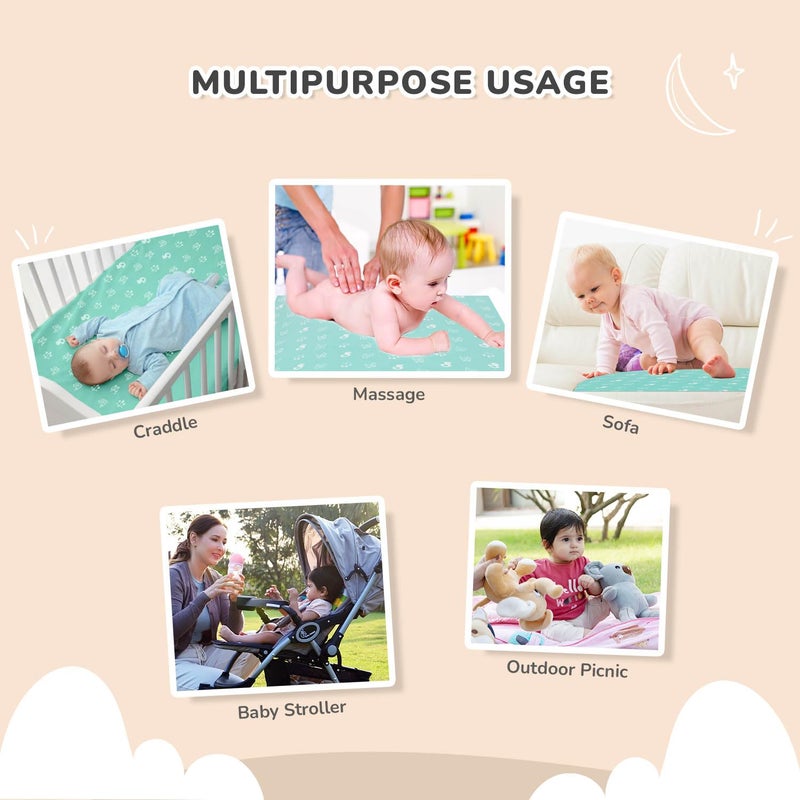 R for Rabbit ورقة سريعة الجفاف مضادة للماء من R للأرنب للأطفال | قماش فليس قابل للتنفس مضاد للتكتل عالي الامتصاص لحماية سرير/مهد الطفل - Image 4