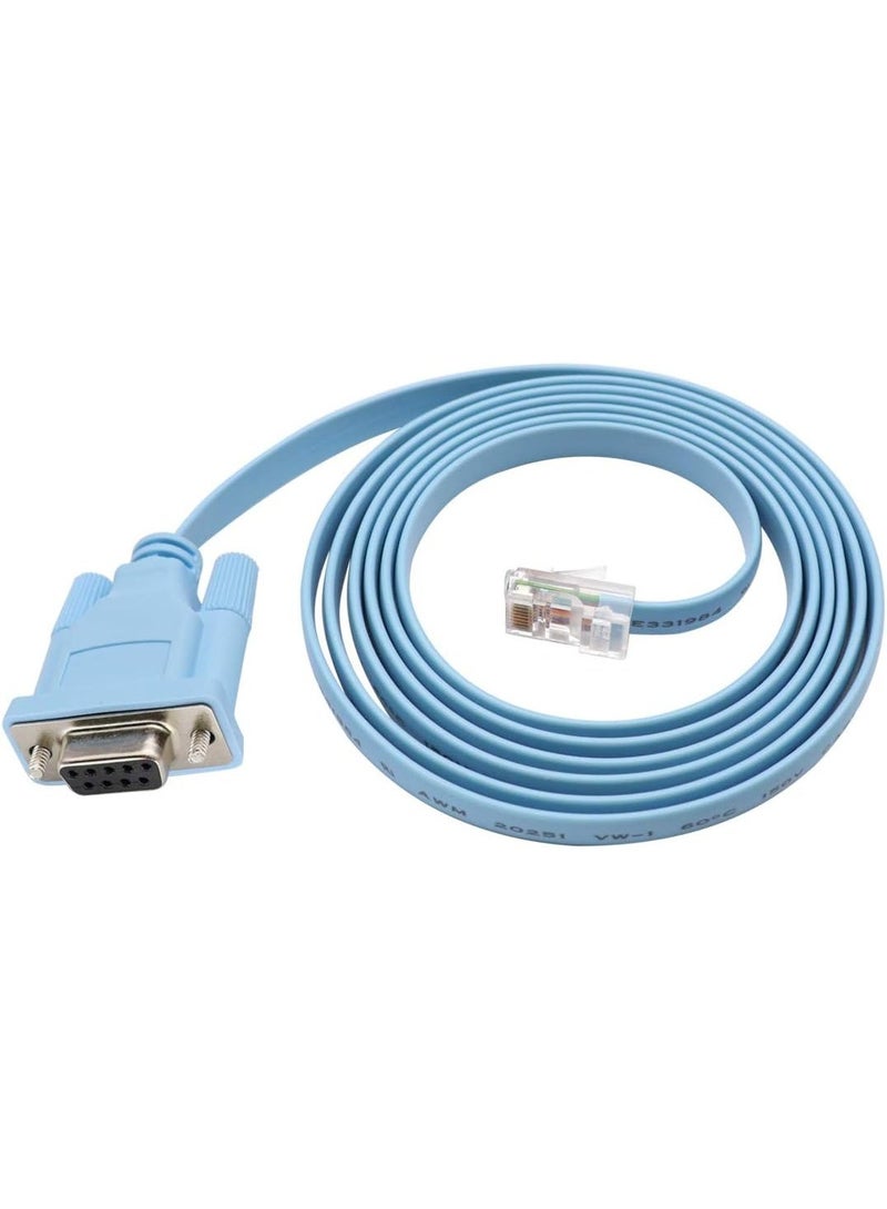 كابل وحدة التحكم RS232 DB9 أنثى إلى RJ45 ذكر متوافق مع Cisco CAB-CONSOLE-RJ45 بطول 6 أقدام (1.8 متر) أزرق لتوصيل الكمبيوتر بالموجه والمحول وجدار الحماية - Image 1