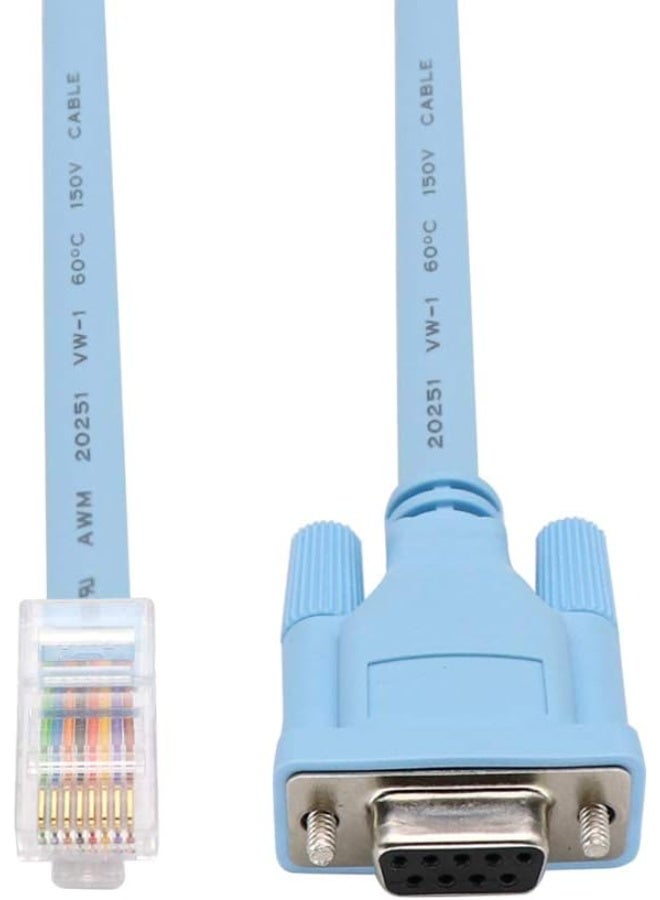 كابل وحدة التحكم RS232 DB9 أنثى إلى RJ45 ذكر متوافق مع Cisco CAB-CONSOLE-RJ45 بطول 6 أقدام (1.8 متر) أزرق لتوصيل الكمبيوتر بالموجه والمحول وجدار الحماية - Image 3