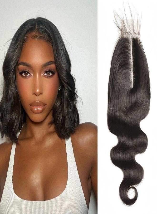 Risbaer Middle Part 2x6 Lace Closure Body Wave Remy Human Hair Wavy Lace Closure with Baby Hair (10 inch) - Image 1