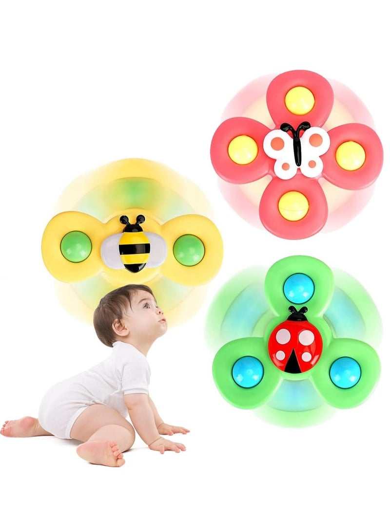 YelaJoy 3 PCS Suction Cup Spinner Toys,  Novelty Sensory Toys,  Spinner Bath Toys for Toddlers,  Great Gifts for 1- 2 Years Old (Insect) - Image 1