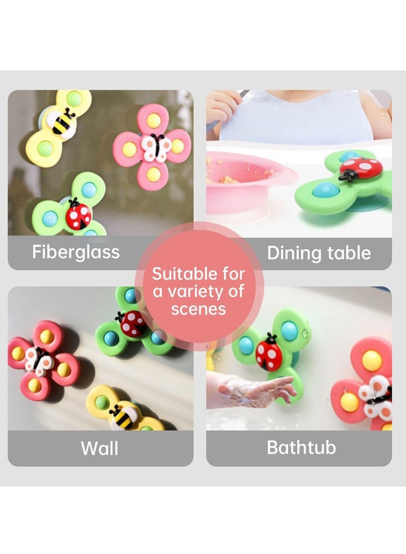 YelaJoy 3 PCS Suction Cup Spinner Toys,  Novelty Sensory Toys,  Spinner Bath Toys for Toddlers,  Great Gifts for 1- 2 Years Old (Insect) - Image 2