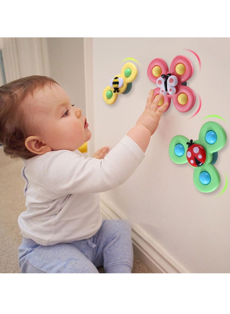 YelaJoy 3 PCS Suction Cup Spinner Toys,  Novelty Sensory Toys,  Spinner Bath Toys for Toddlers,  Great Gifts for 1- 2 Years Old (Insect) - Image 3