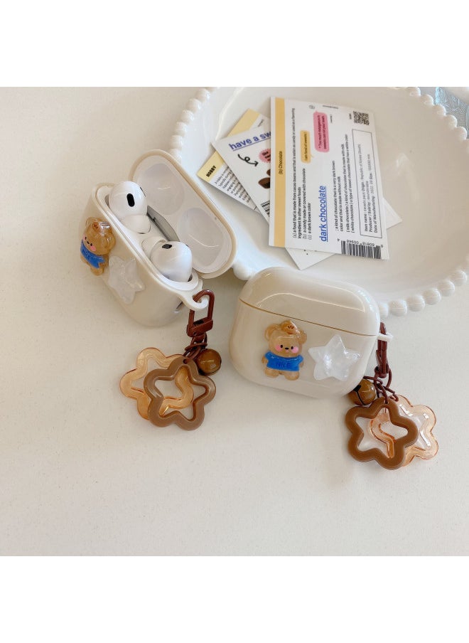 Generic - For AirPods 4 Headphone Set Cartoon Diy Doll Pendant Apple 1/2 Generation/pro2 Bluetooth Soft Case Bracelet-Color:Beige Soft Shell + Ring Buckle-small Strawberry-Model:Airpods Pro (protective Case) - Image 1