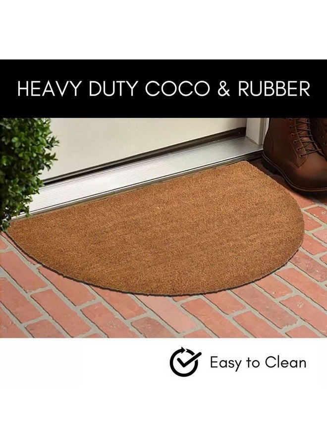 LUANCE Half Round Shaped Non-Slip Door Mat Brown 45 x 75 cm 1402304 - Image 3
