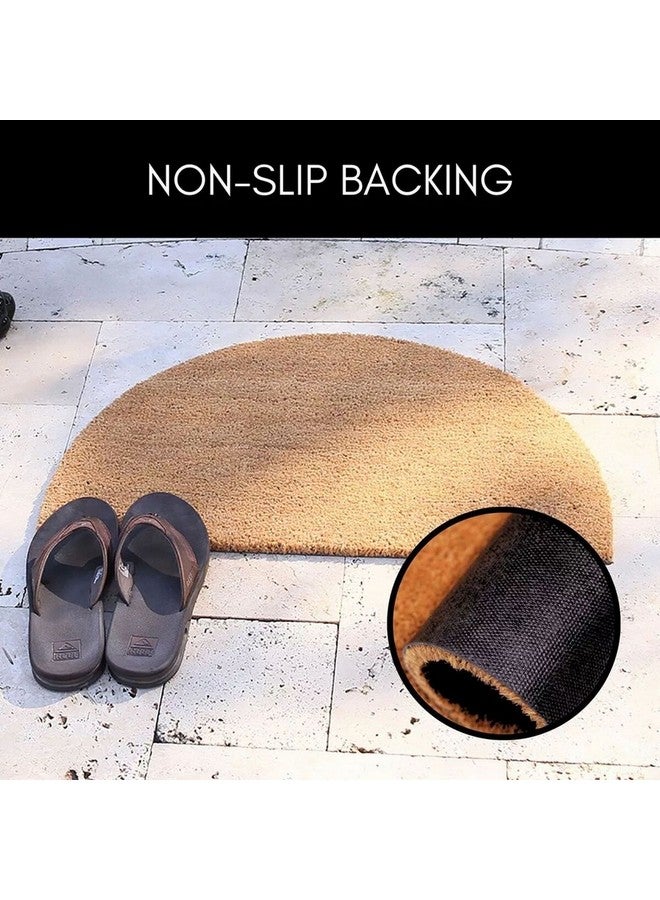 LUANCE Half Round Shaped Non-Slip Door Mat Brown 45 x 75 cm 1402304 - Image 2