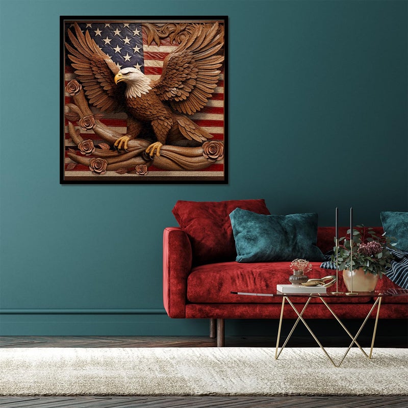 PPuzzling American Flag Eagle Puzzles for Adults 1000 Pieces, Vintage USA Patriotic Faith Jigsaw Puzzle, United States Bird Roses Flower Puzzles as Home Decor - Image 3