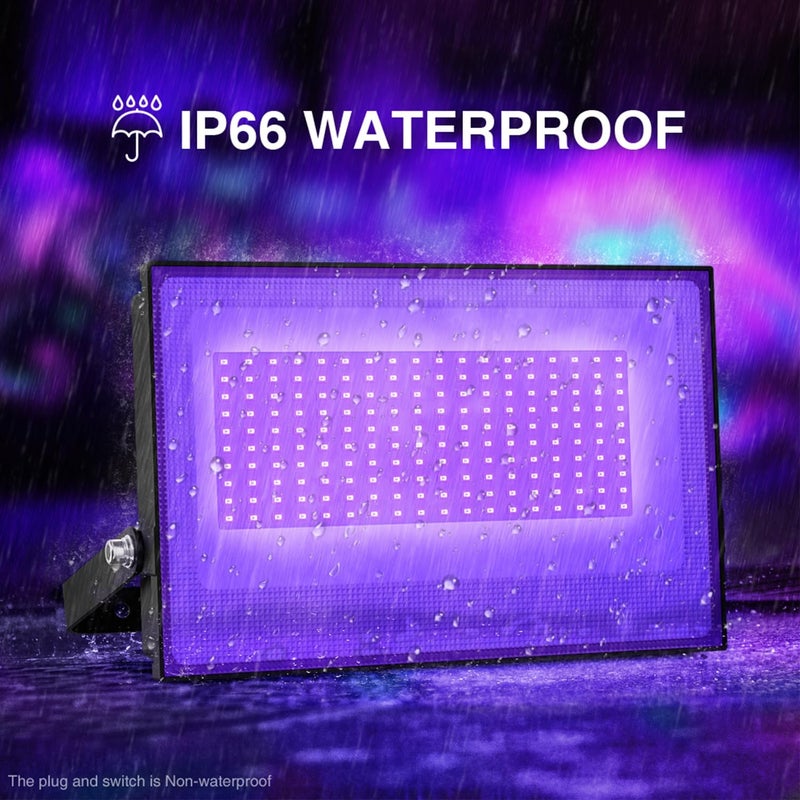 Onforu 2 Pack 100W LED Black Light, Blacklights Flood Light with Plug, IP66 Waterproof Black Flood Lights Neon Glow for Party, Birthday, Halloween, Fluorescent Poster, Body Paint - Image 3