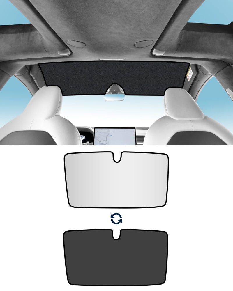 KKTR-CAR Roof Sunshade,Windshield Sunshade,Rear Windshield Sunshades,Glass Sunroof Shade UV Sun Blocking Heat Shade Comptatible with Tesla Model X (Windshield Sunshade 22-25) - Image 1