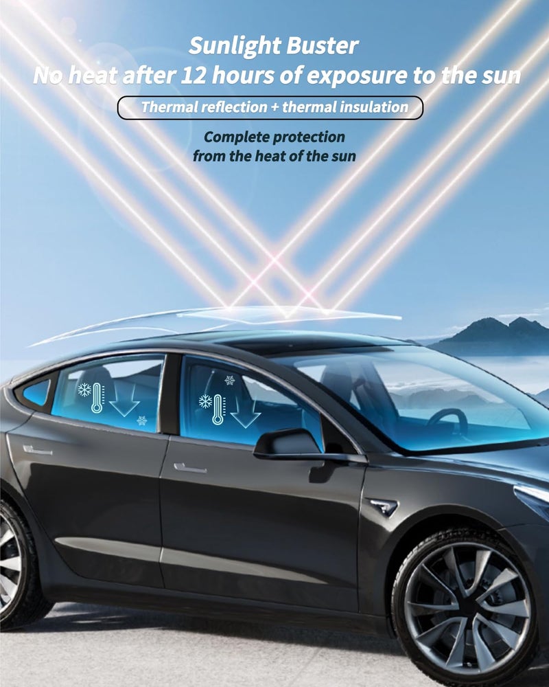 KKTR-CAR Roof Sunshade,Windshield Sunshade,Rear Windshield Sunshades,Glass Sunroof Shade UV Sun Blocking Heat Shade Comptatible with Tesla Model X (Windshield Sunshade 22-25) - Image 3