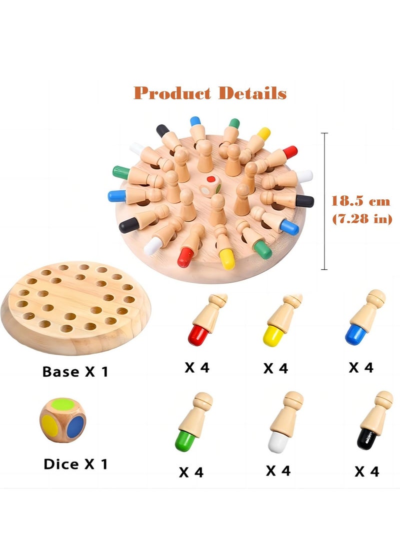 Daytoyz Wooden Memory Chess Board Game: Color Wooden Memory Chess Game for Brain Train for Kids Toddler Learning Educational Toys - Montessori Learning Toys for 3 4 5 6 7 8+ Year Old Boy Girl Gift - Image 4