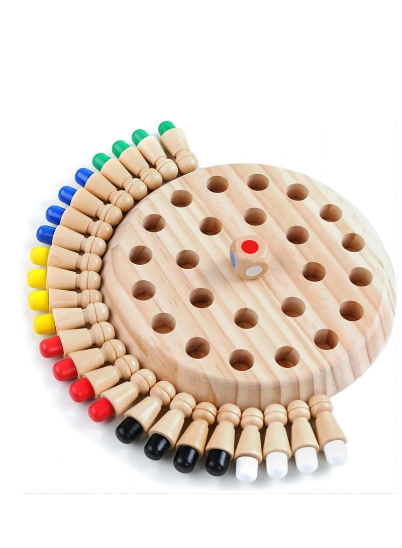 Daytoyz Wooden Memory Chess Board Game: Color Wooden Memory Chess Game for Brain Train for Kids Toddler Learning Educational Toys - Montessori Learning Toys for 3 4 5 6 7 8+ Year Old Boy Girl Gift - Image 1