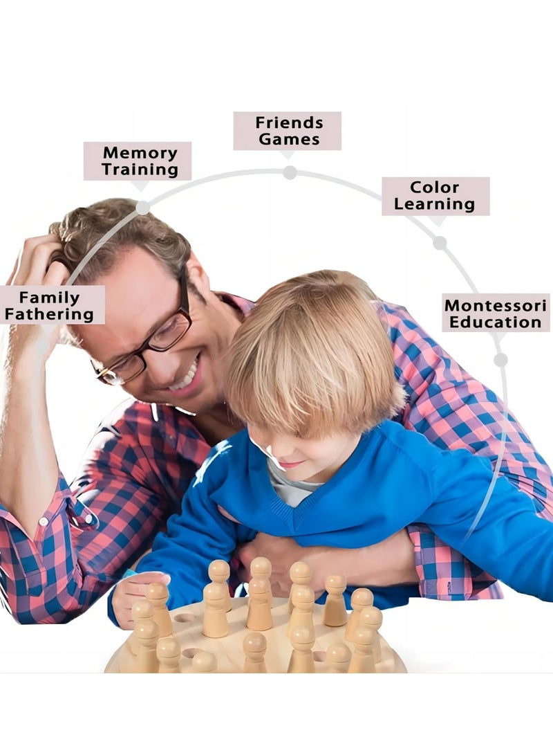Daytoyz Wooden Memory Chess Board Game: Color Wooden Memory Chess Game for Brain Train for Kids Toddler Learning Educational Toys - Montessori Learning Toys for 3 4 5 6 7 8+ Year Old Boy Girl Gift - Image 5