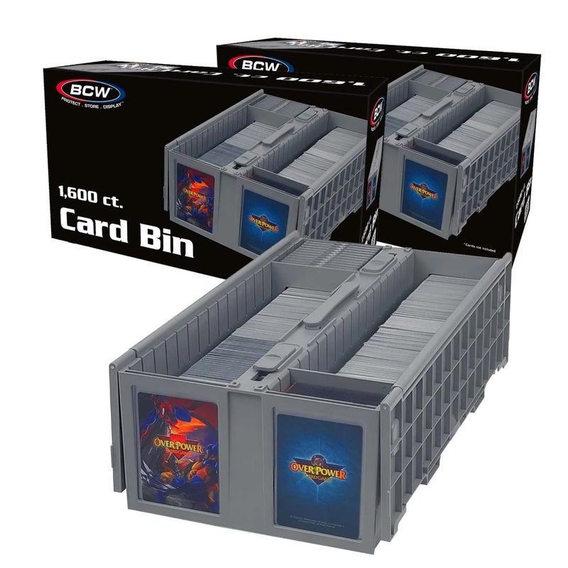 BCW Collectible Card Bin  2Pack Gray  Holds up to 1600 Cards  Plastic Storage Box for Pokmon MTG  Sports Cards
