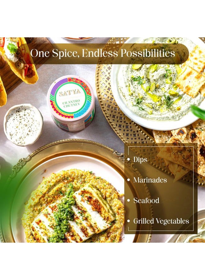 Satya Blends Indian Seasoning - Cilantro Chutney, Herby, Citrus, Vegan, Gluten Free, Farm to Spice, Low Soduim, Dye Free, Women Owned, Minority Owned (1.24oz) - Image 3