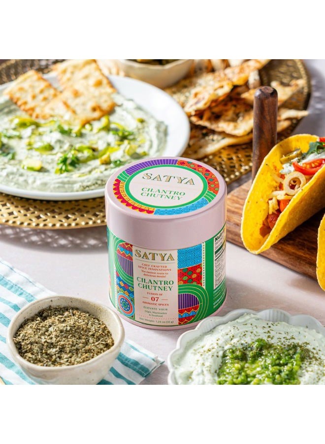 Satya Blends Indian Seasoning - Cilantro Chutney, Herby, Citrus, Vegan, Gluten Free, Farm to Spice, Low Soduim, Dye Free, Women Owned, Minority Owned (1.24oz) - Image 5