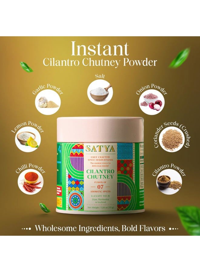 Satya Blends Indian Seasoning - Cilantro Chutney, Herby, Citrus, Vegan, Gluten Free, Farm to Spice, Low Soduim, Dye Free, Women Owned, Minority Owned (1.24oz) - Image 2