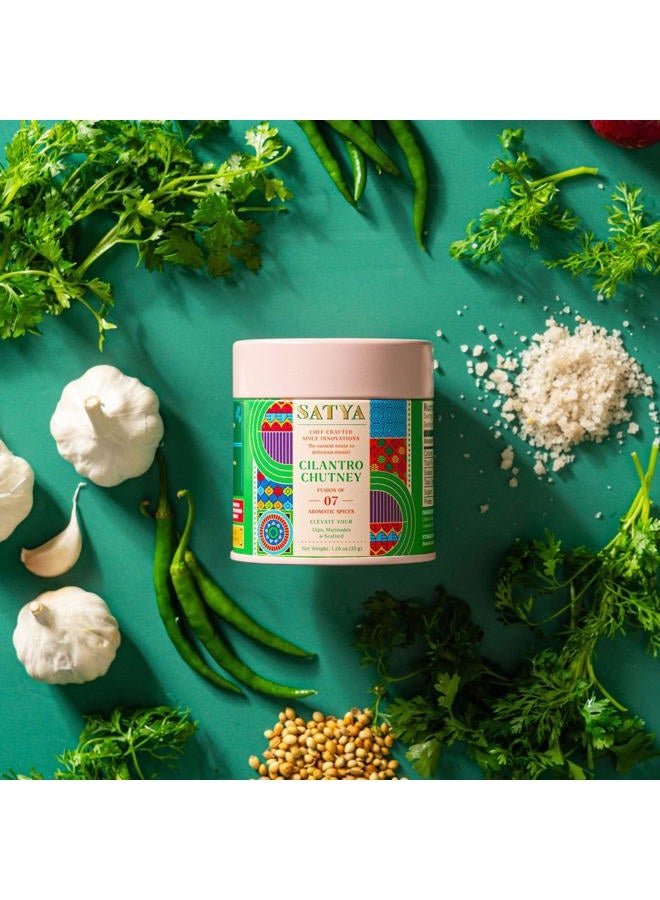 Satya Blends Indian Seasoning - Cilantro Chutney, Herby, Citrus, Vegan, Gluten Free, Farm to Spice, Low Soduim, Dye Free, Women Owned, Minority Owned (1.24oz) - Image 4