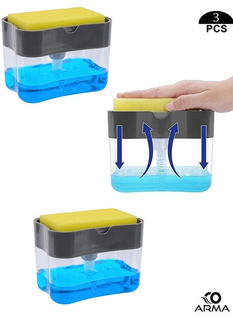 2-in-1 soap dispenser set with 3-piece sponge